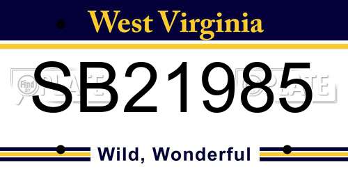 SB21985 West Virginia License Plate