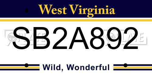 SB2A892 West Virginia License Plate