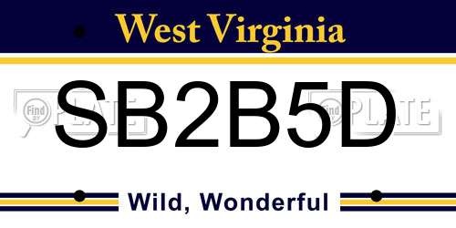 SB2B5D West Virginia License Plate