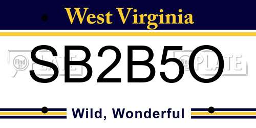 SB2B5O West Virginia License Plate