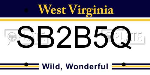 SB2B5Q West Virginia License Plate