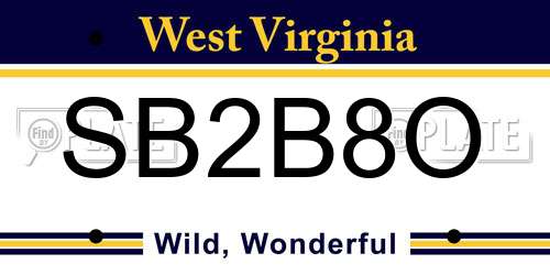 SB2B8O West Virginia License Plate