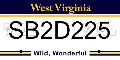 SB2D225 West Virginia License Plate