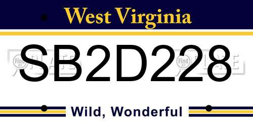 SB2D228 West Virginia License Plate
