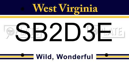 SB2D3E West Virginia License Plate