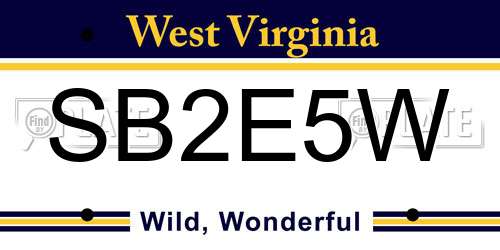 SB2E5W West Virginia License Plate