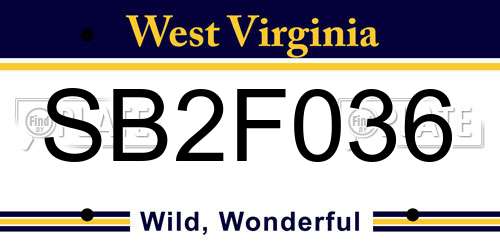SB2F036 West Virginia License Plate