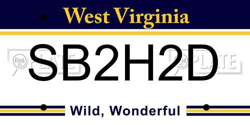 SB2H2D West Virginia License Plate