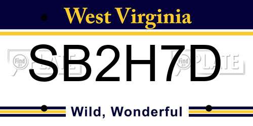 SB2H7D West Virginia License Plate