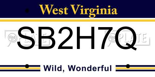 SB2H7Q West Virginia License Plate