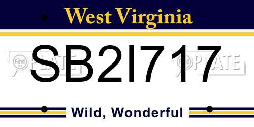 SB2I717 West Virginia License Plate