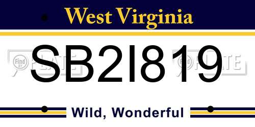 SB2I819 West Virginia License Plate
