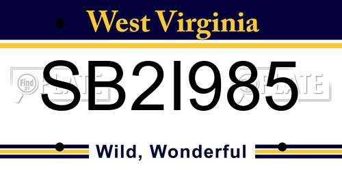 SB2I985 West Virginia License Plate