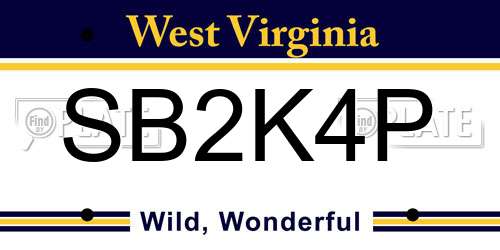 SB2K4P West Virginia License Plate