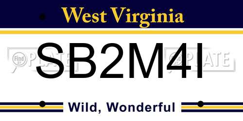 SB2M4I West Virginia License Plate