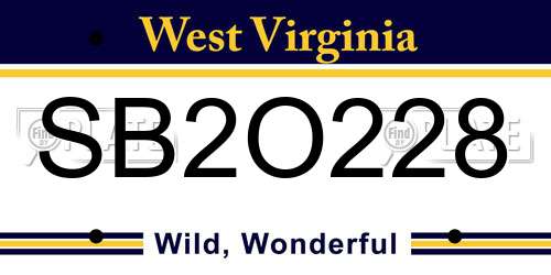 SB2O228 West Virginia License Plate