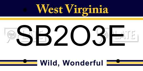 SB2O3E West Virginia License Plate