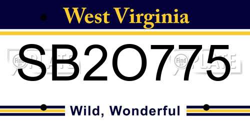 SB2O775 West Virginia License Plate