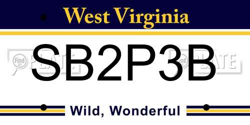 SB2P3B West Virginia License Plate