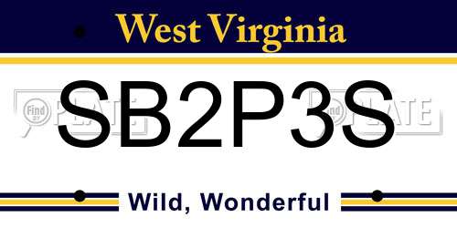 SB2P3S West Virginia License Plate