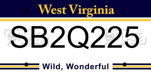 SB2Q225 West Virginia License Plate