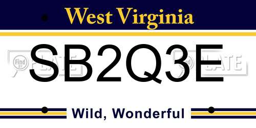 SB2Q3E West Virginia License Plate