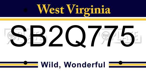 SB2Q775 West Virginia License Plate