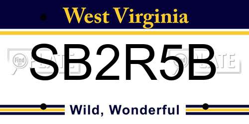 SB2R5B West Virginia License Plate
