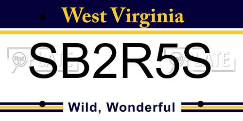 SB2R5S West Virginia License Plate