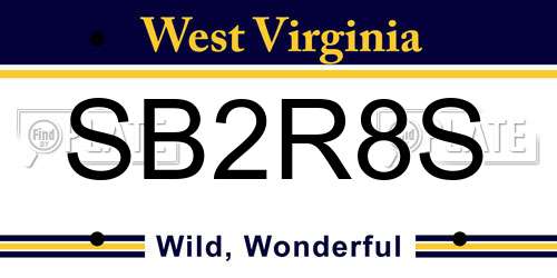 SB2R8S West Virginia License Plate