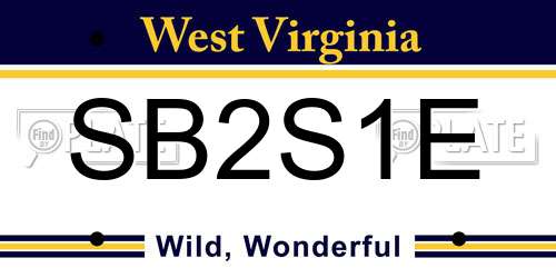 SB2S1E West Virginia License Plate