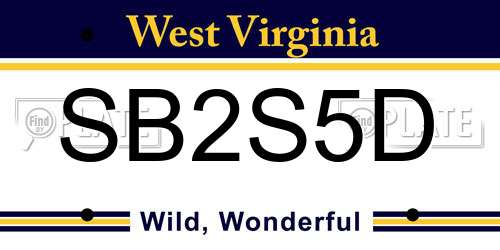 SB2S5D West Virginia License Plate