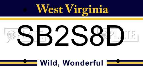 SB2S8D West Virginia License Plate