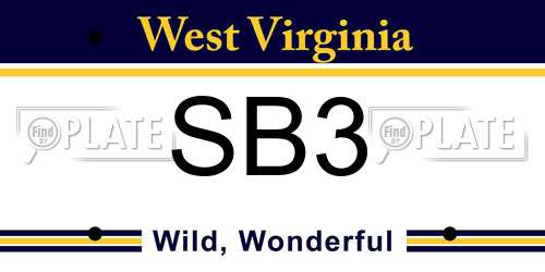 SB3 West Virginia License Plate