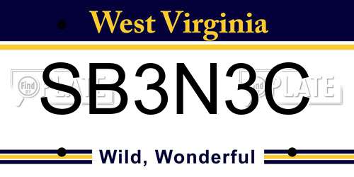 SB3N3C West Virginia License Plate