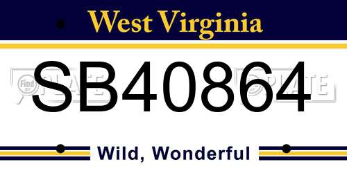 SB40864 West Virginia License Plate
