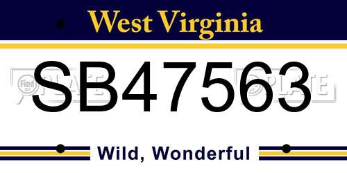 SB47563 West Virginia License Plate