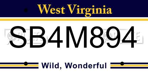 SB4M894 West Virginia License Plate