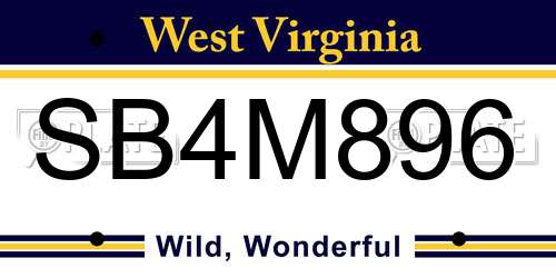 SB4M896 West Virginia License Plate