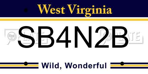 SB4N2B West Virginia License Plate