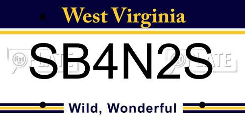 SB4N2S West Virginia License Plate