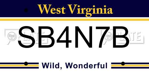 SB4N7B West Virginia License Plate