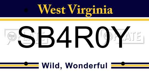 SB4R0Y West Virginia License Plate