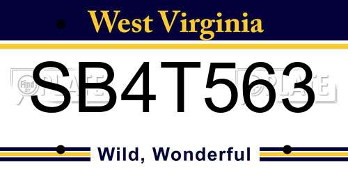 SB4T563 West Virginia License Plate