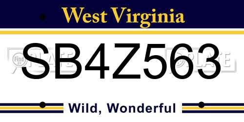 SB4Z563 West Virginia License Plate