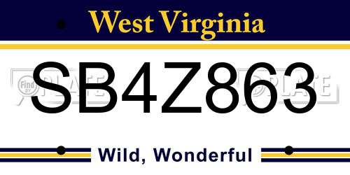 SB4Z863 West Virginia License Plate