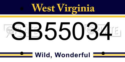 SB55034 West Virginia License Plate