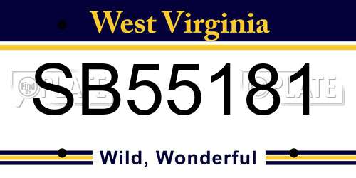 SB55181 West Virginia License Plate