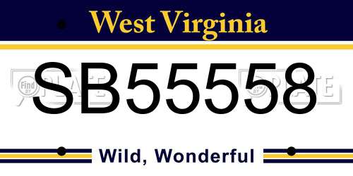 SB55558 West Virginia License Plate