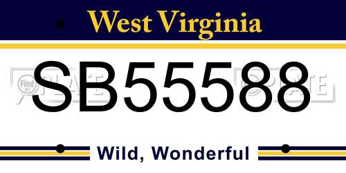 SB55588 West Virginia License Plate
